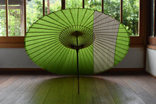 画像をギャラリービューアに読み込む, 蛇の目傘【縞帯 鶯×緑ストライプ】