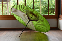 画像をギャラリービューアに読み込む, 蛇の目傘【縞帯 鶯×緑ストライプ】