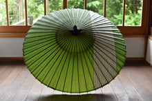 画像をギャラリービューアに読み込む, 蛇の目傘【縞帯 鶯×緑ストライプ】