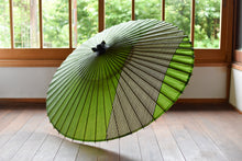 画像をギャラリービューアに読み込む, 蛇の目傘【縞帯 鶯×緑ストライプ】