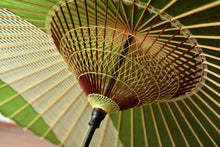 画像をギャラリービューアに読み込む, 蛇の目傘【縞帯 鶯×緑ストライプ】