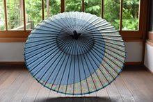 画像をギャラリービューアに読み込む, 蛇の目傘【月奴 水色×花柄】