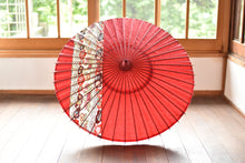 将图片加载到图库查看器,遮阳伞【条纹腰带、深红色×花图案、青外波】