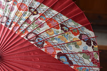 将图片加载到图库查看器,遮阳伞【条纹腰带、深红色×花图案、青外波】