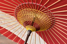 将图片加载到图库查看器,遮阳伞【条纹腰带、深红色×花图案、青外波】