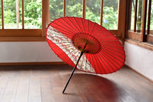 将图片加载到图库查看器,遮阳伞【条纹腰带、深红色×花图案、青外波】