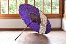 画像をギャラリービューアに読み込む, 日傘【縞帯 紫×格子模様】