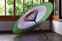 画像をギャラリービューアに読み込む, 蛇の目傘【軒奴 藤色×緑】