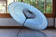 画像をギャラリービューアに読み込む, 蛇の目傘【軒奴 水色×青格子】
