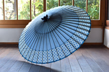 画像をギャラリービューアに読み込む, 蛇の目傘【軒奴 水色×青格子】