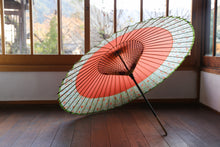 画像をギャラリービューアに読み込む, 蛇の目傘【軒奴 橙×花柄】