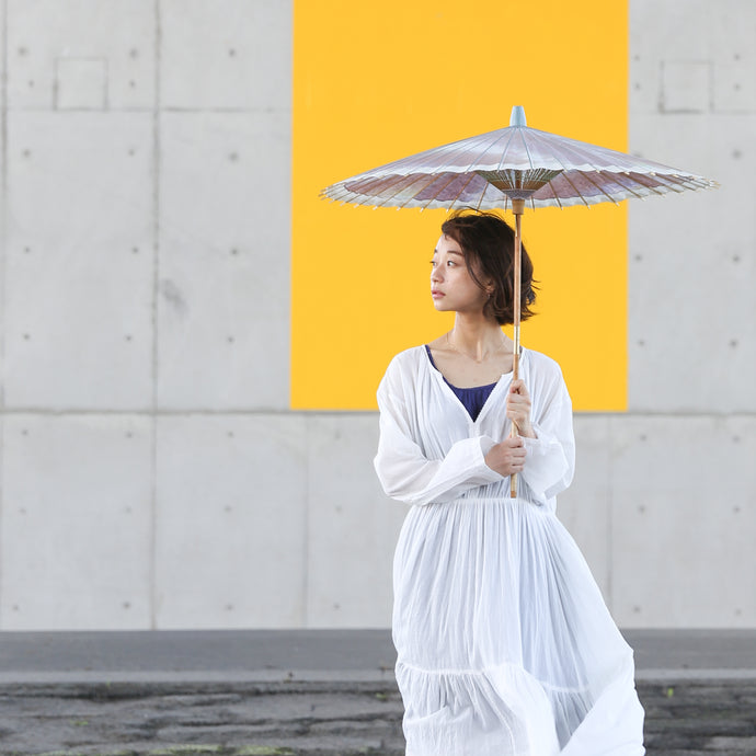 Coordination of Japanese umbrella and clothes, Japanese umbrella and kimono