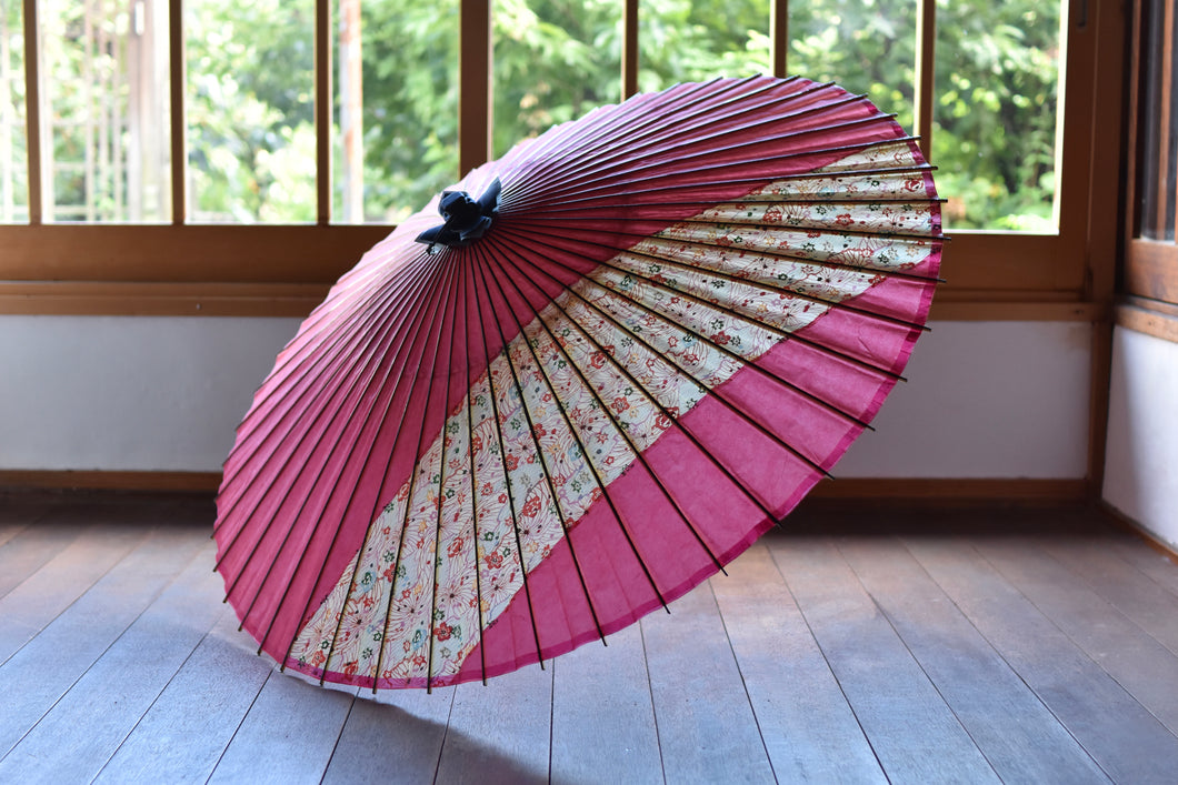 Janome雨伞【条纹粉色x花卉图案】