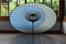 Load image into Gallery viewer, Jano-me gasa (Japanese umbrella) [Moon : light blue x floral pattern]
