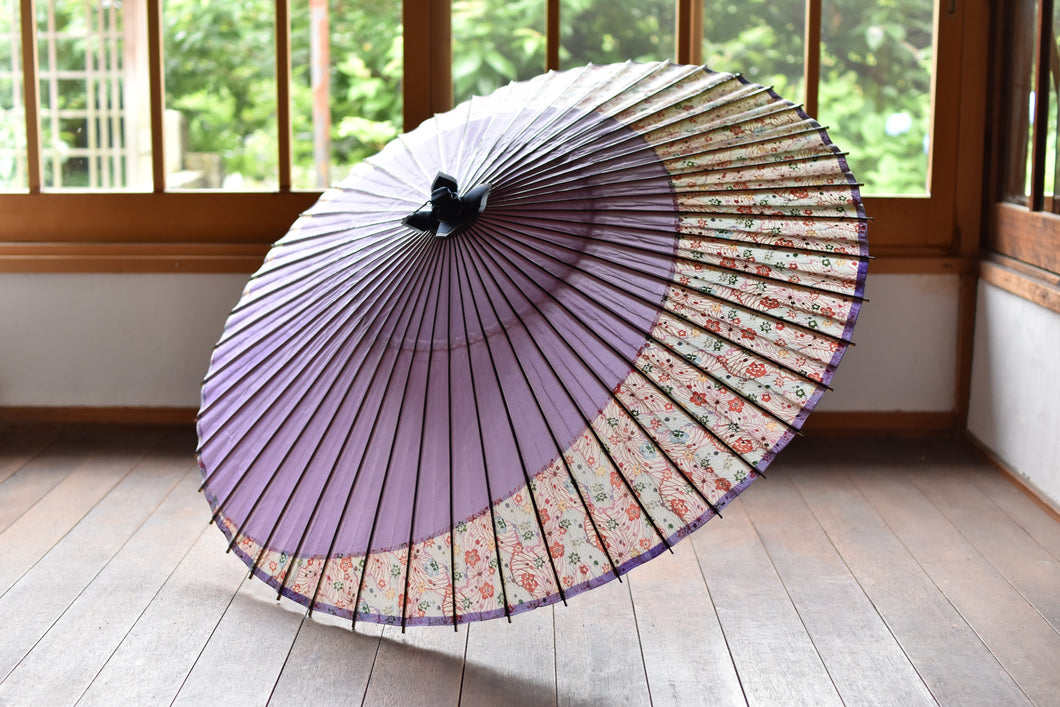 蛇の目傘【月奴　ラベンダー×花柄】