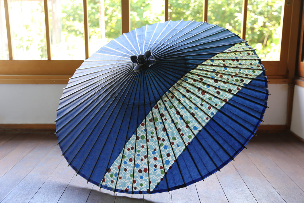 Janome Umbrella [Striped Belt, Navy Blue x Polka Dot]