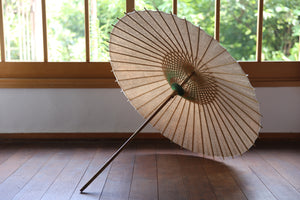 Parasol [Double-strung persimmon tannin-dyed handmade Mino Japanese paper (black persimmon) x watermarked Japanese paper polka dots (large)]