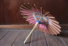 画像をギャラリービューアに読み込む, まめ和傘【切継ぎ　桜（茶×ピンク）】 - 和傘CASA
