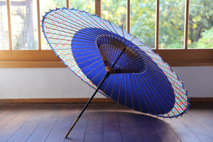 Janome umbrella [Tsukiyakko navy blue x round pattern]