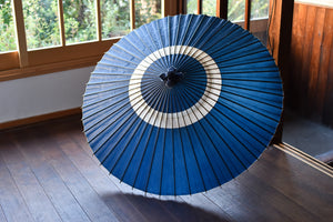 蛇の目傘【中張り　藍染(藍)】 - 和傘CASA