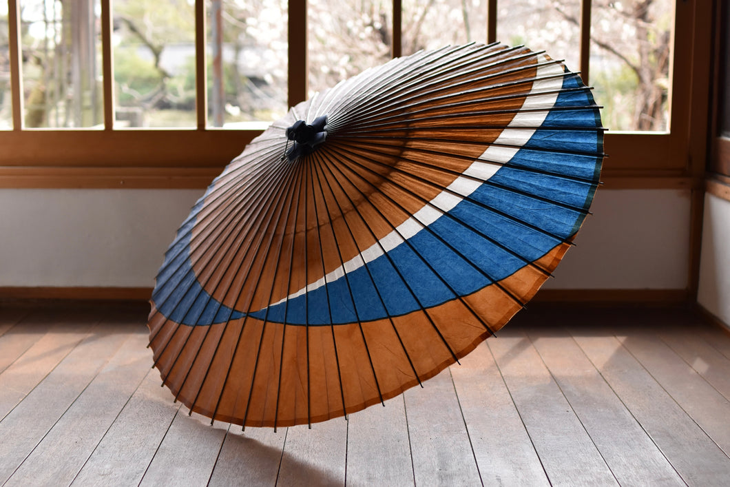 Janome Umbrella [划线柿子汁×靛蓝染料（白）]