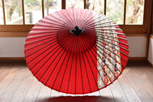 Cargar imagen en el visor de la galería, Paraguas Janome [Striped Obi Crimson x Floral Seigaiha]
