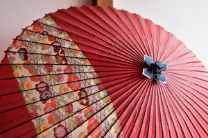 Janome 雨伞 [条纹 Obi Crimson x Floral Seigaiha]