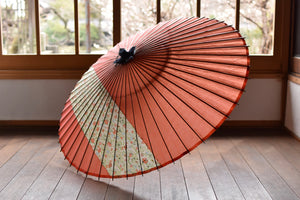 Janome 雨伞 [条纹带橙色 x 花卉图案]