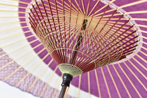 蛇の目傘【三日月　赤紫×菱菊】