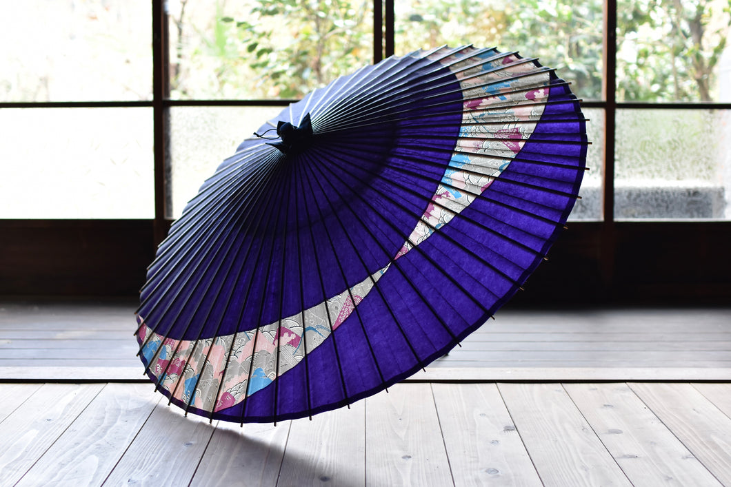 蛇の目傘【交叉　紫×山山】 - 和傘CASA