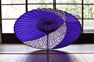 蛇の目傘【交叉　紫×氷割れ】 - 和傘CASA