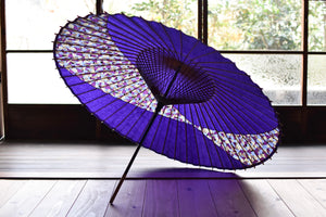 蛇の目傘【交叉　紫×氷割れ】 - 和傘CASA