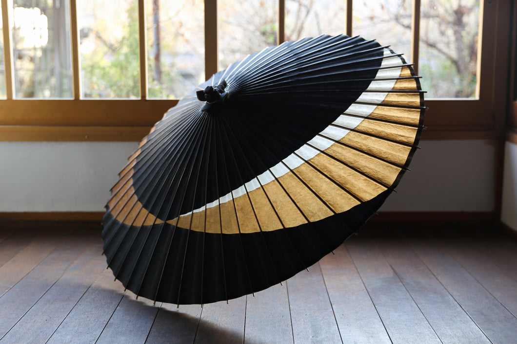 Janome 雨伞 [交叉黑色 x Kakishibu 铁（白色）]