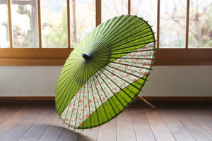 遮阳伞 [条纹带 Uguisu × 花卉图案]