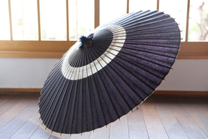蛇の目傘【中張　紫黒×白胡粉】 - 和傘CASA