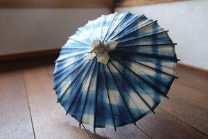 Mame Japanese Umbrella [Ittetsu White Indigo Dyed Lattice]