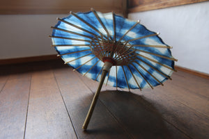 Mame Japanese Umbrella [Ittetsu White Indigo Dyed Lattice]