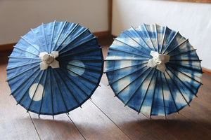 Mame Japanese umbrella [Ittetsu white indigo dyed polka dots]